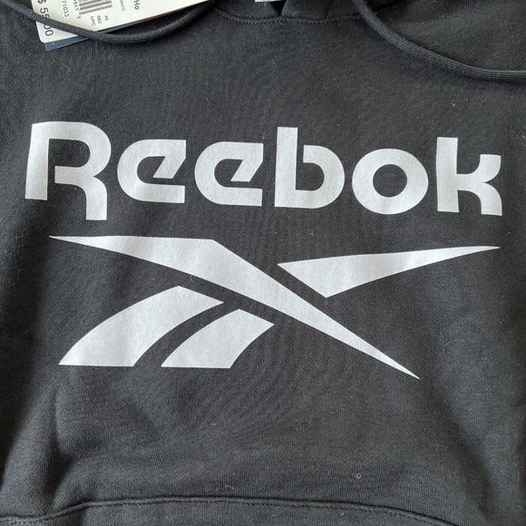 Reebok Womens Sweatshirt Hoodie Size‎ Large Fleece Athletic Black White Logo NWT - Picture 4 of 9
